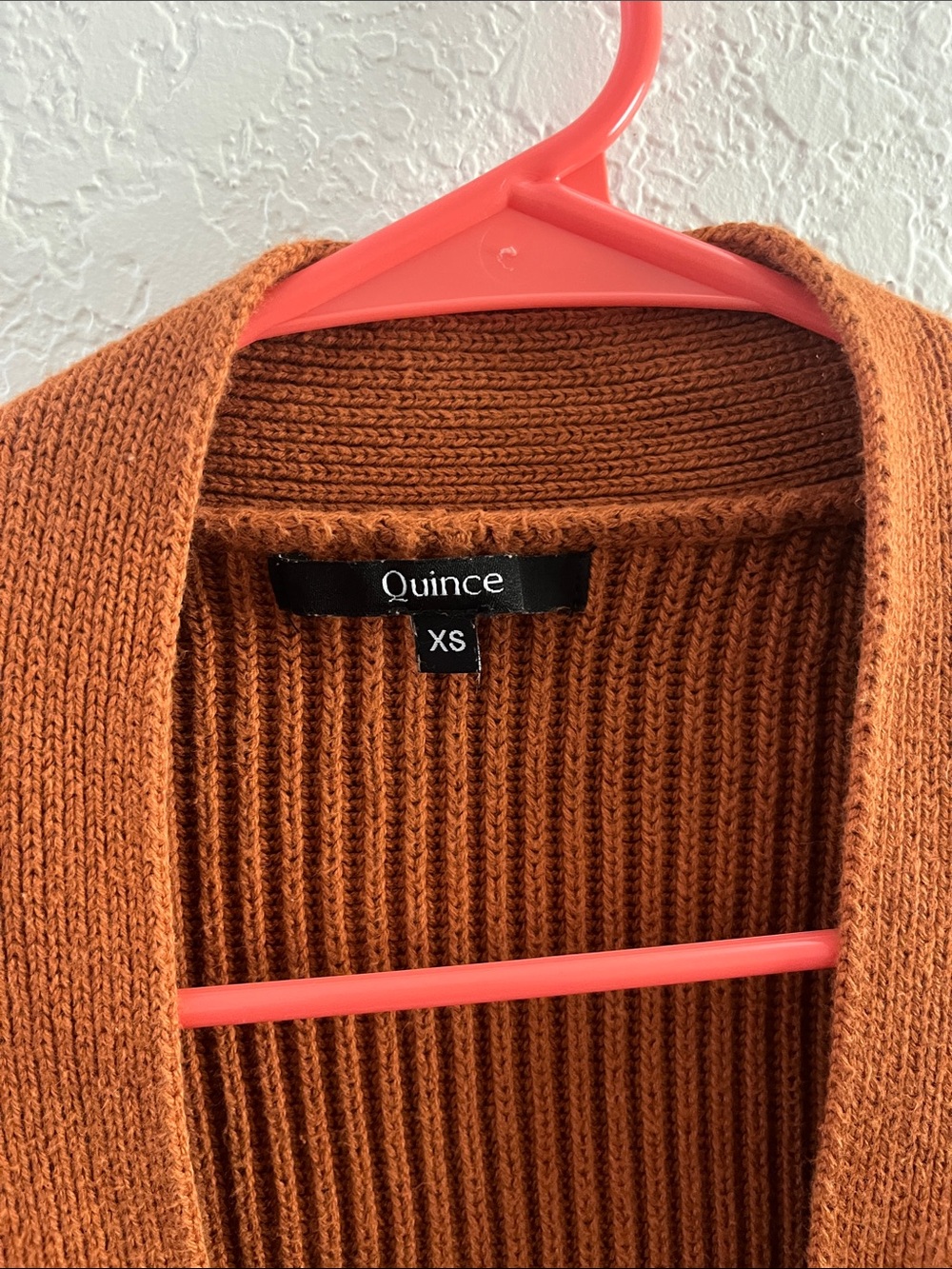 Quince Rust-Orange Ribbed Open Cardigan - Picture 2 of 2